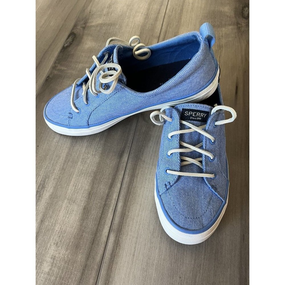 Sperry Women's Sneakers STS84913 Size 7.5 Chambray Blue leather laces Casual
